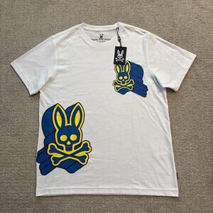 Psycho Bunny White Graphic Print Roxy Bunny Graphic Pima Cotton T-Shirt Size 5